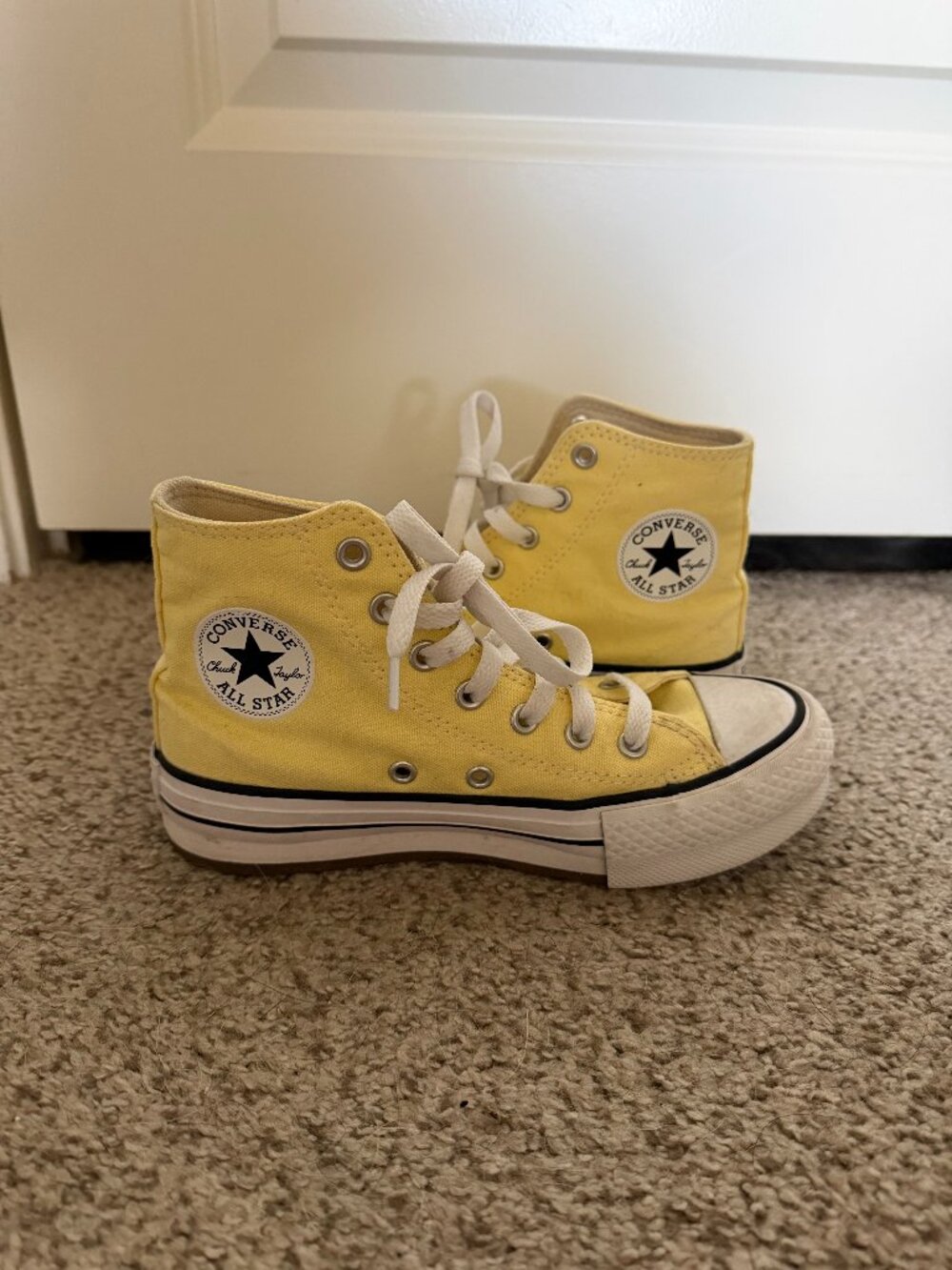 Butter Yellow Platform High Top Converse- Size 2